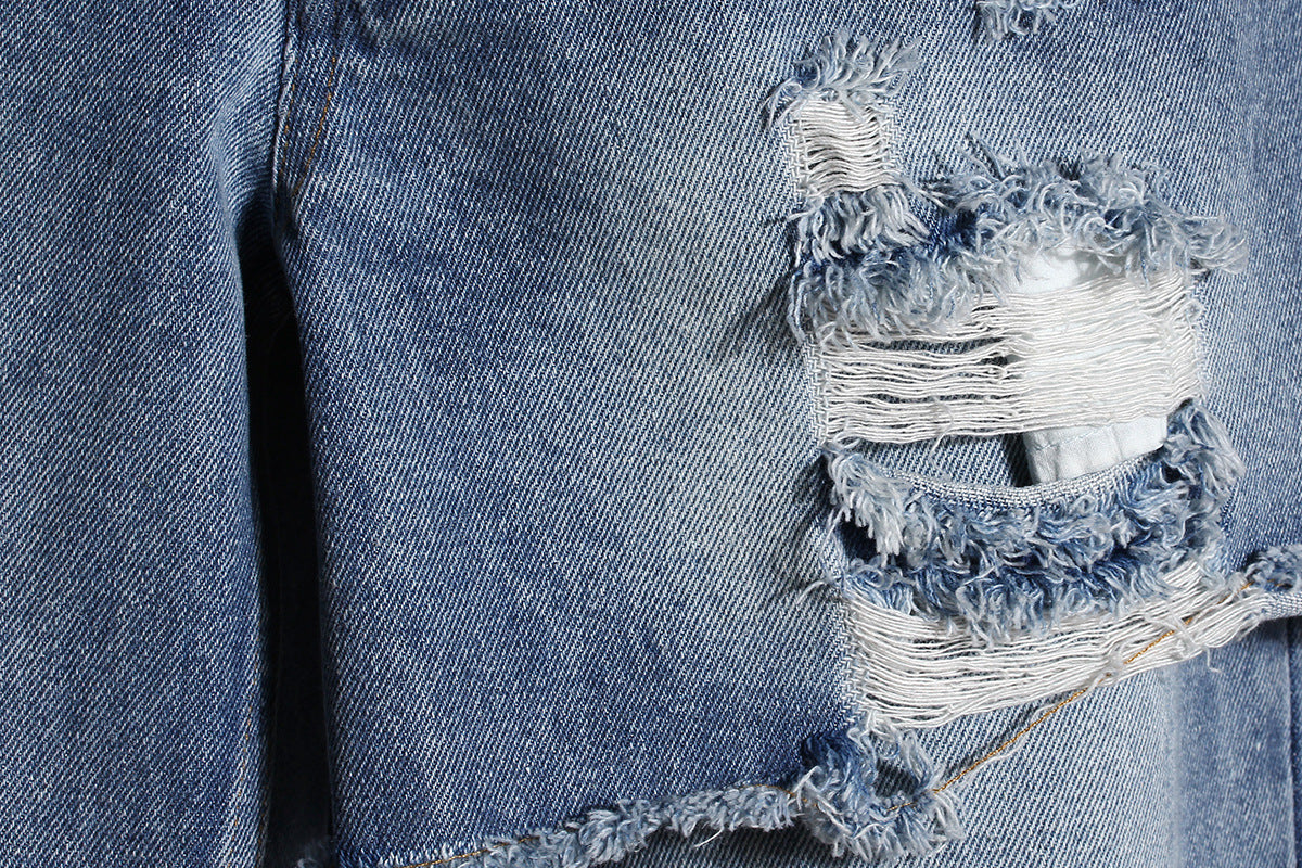 Casual Faux Two-piece Ripped Jeans - 4 by Zen Clothing - Image 9
