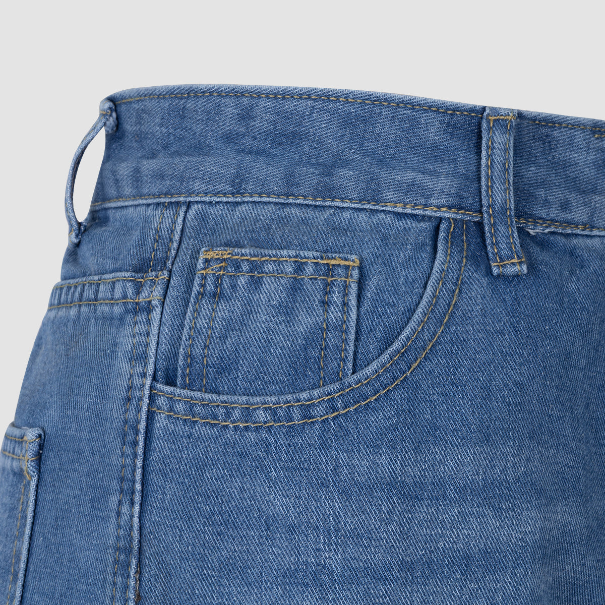 Blue Denim High - Waisted Ultra - Wide - Leg Jeans With Side Slit - 4 by Zen Clothing - Image 7