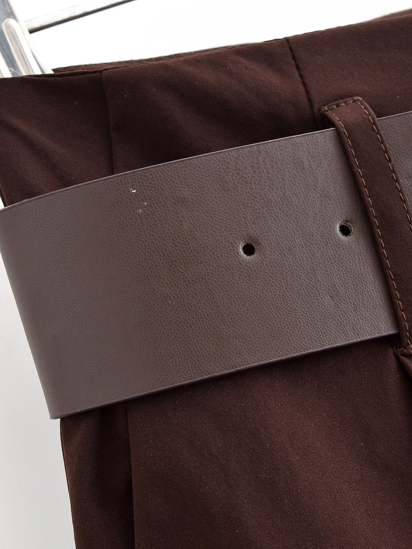 Chocolate Brown High-Waisted Wide-Leg Trousers With Belt - 4 by Zen Clothing - Image 9