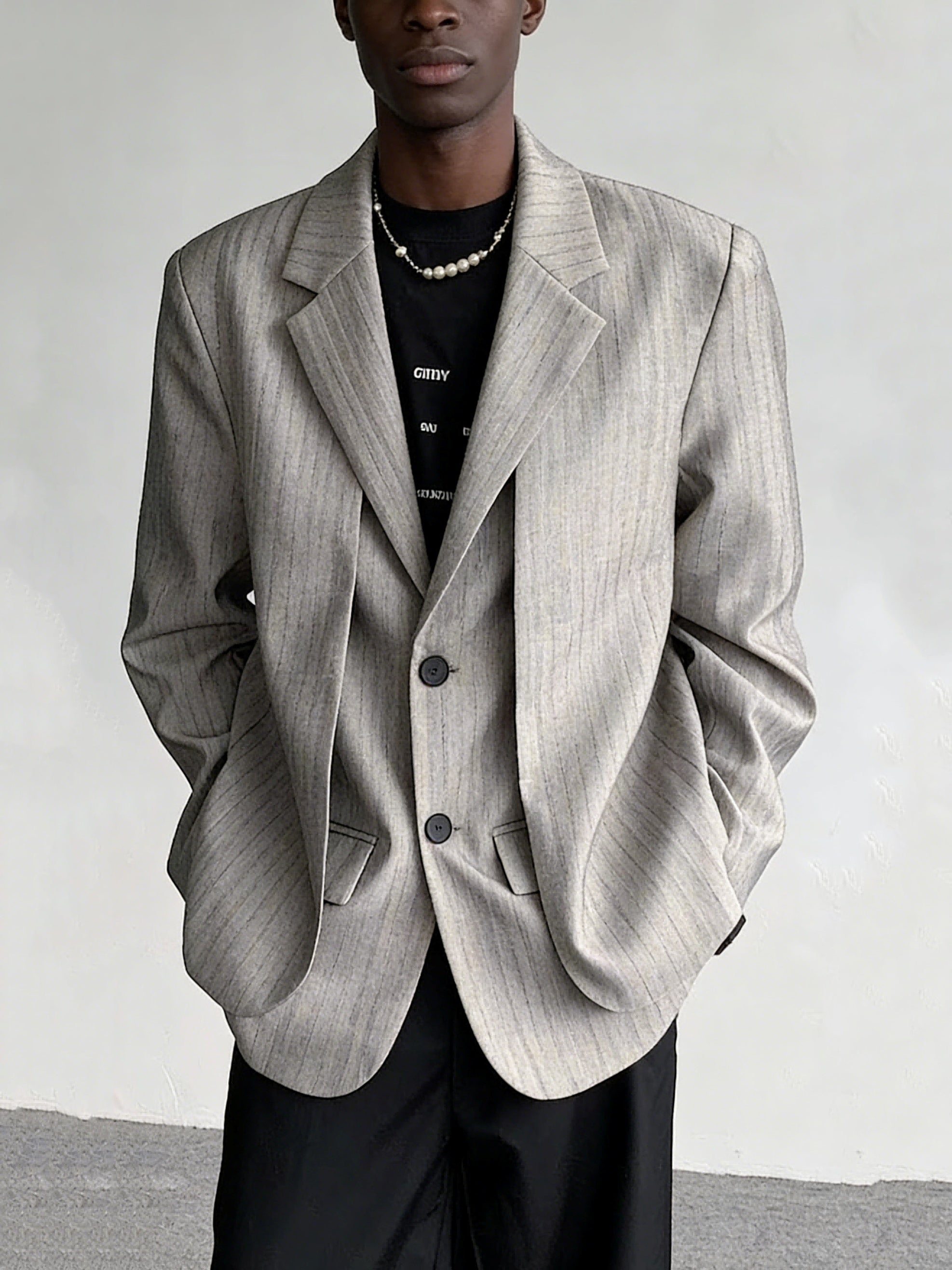 Men's Elegant Striped Faux Two-piece Blazers - 4 by Zen Clothing - Image 1