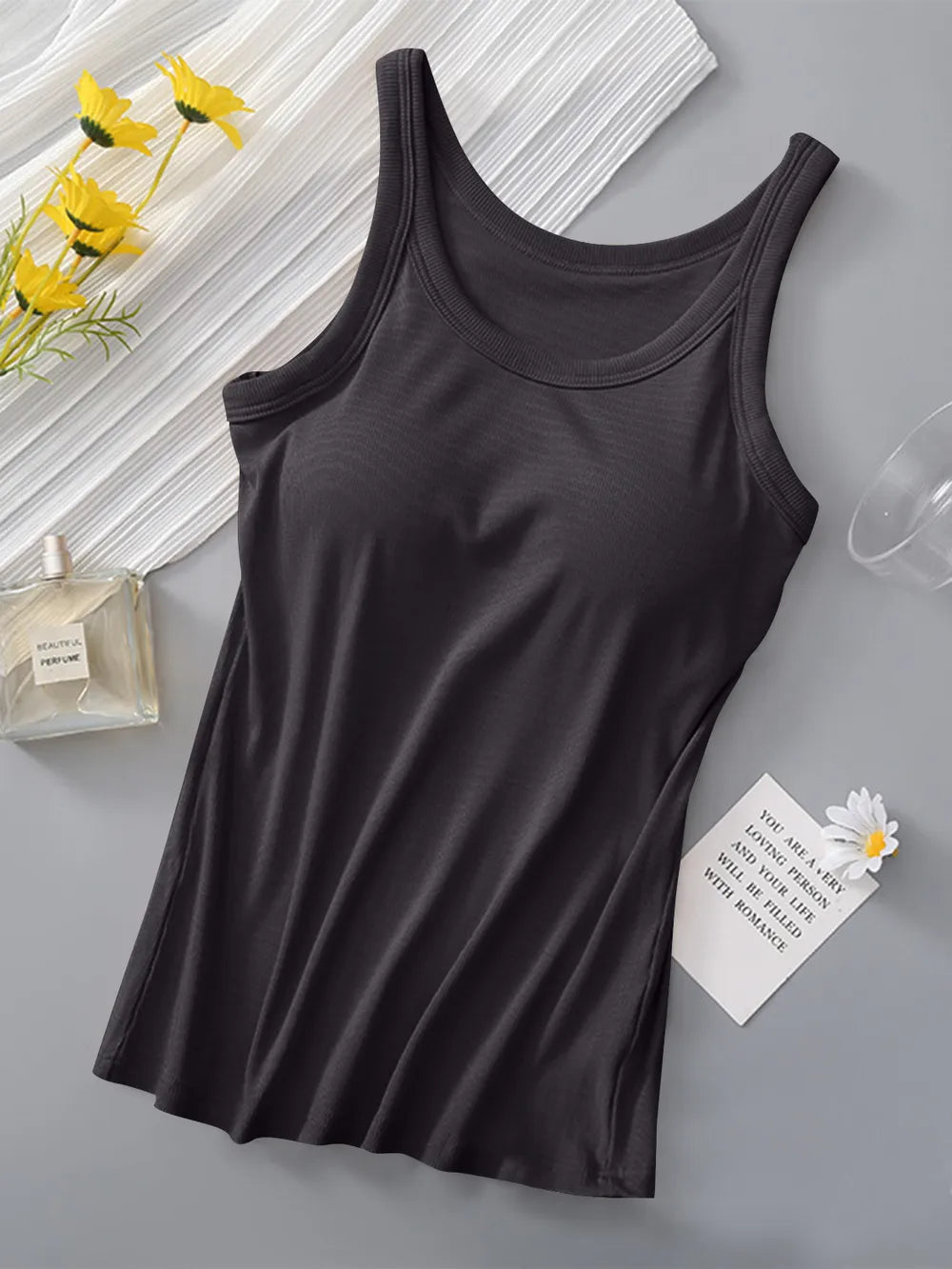 Round Neck Tank with Bra by Trendsi - Image 1