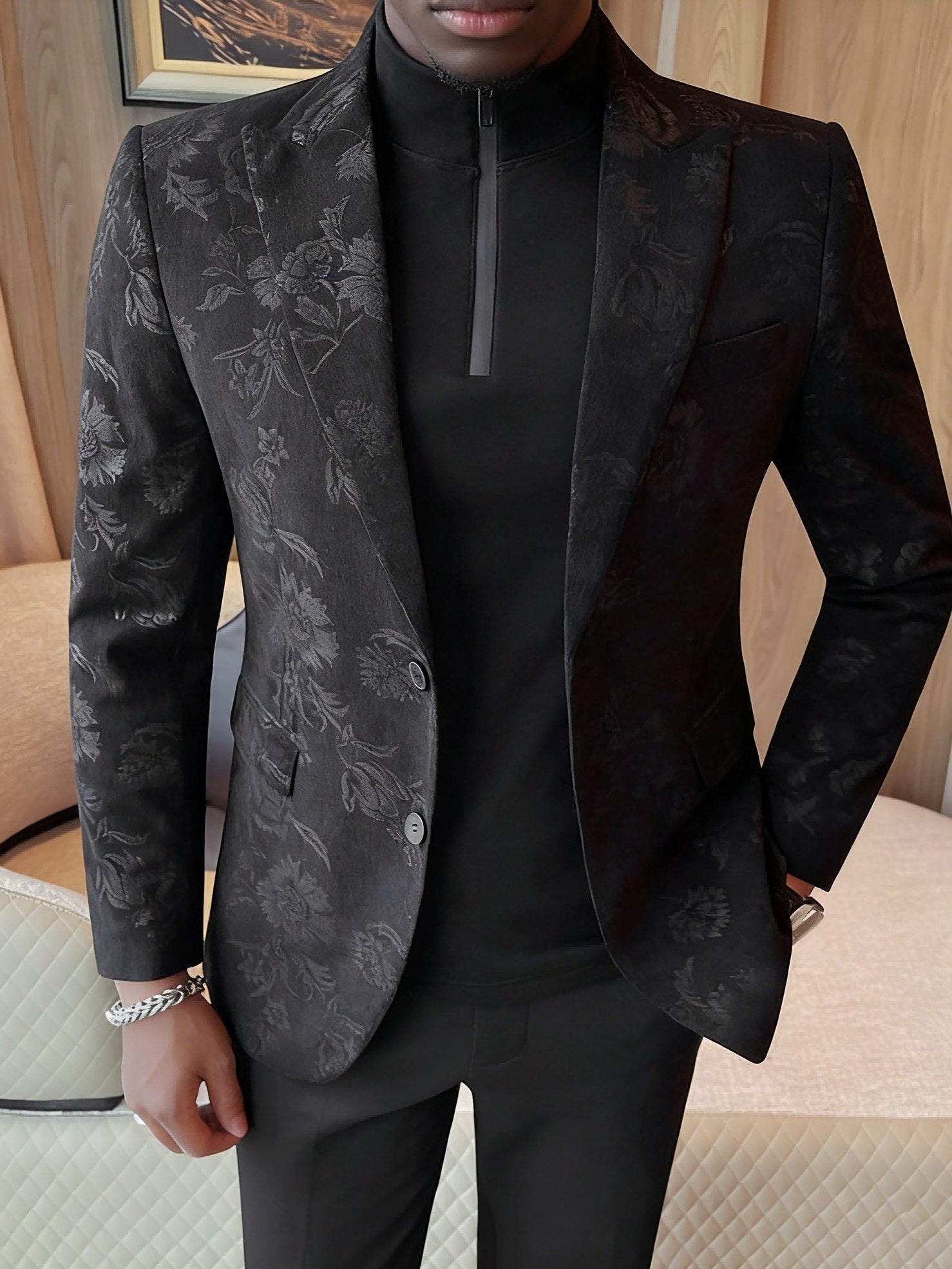 Men's Slim Fit Floral Print Casual Balzers - 4 by Zen Clothing - Image 1