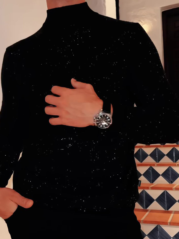 Men's Elegant Sequined Long Sleeve Top - 4 by Zen Clothing - Image 5