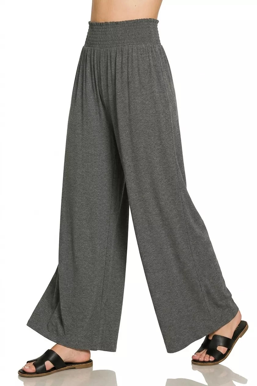 Zenana Smocked Waist Wide Leg Palazzo Pants by Trendsi - Image 2