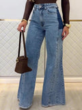 Two-Tone Patchwork High Waist Flare Jeans – Women's - Jeans by Zen Clothing - Image 2