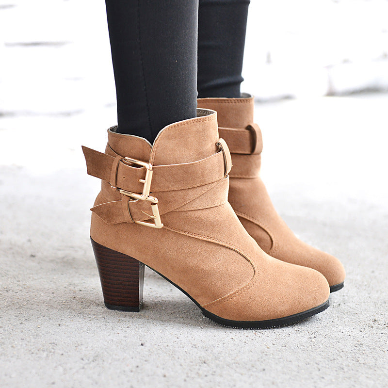 Winter Autumn Leather Casual Women High Heels Pumps Warm Ankle Boots - Shoes by Zen Clothing - Image 8