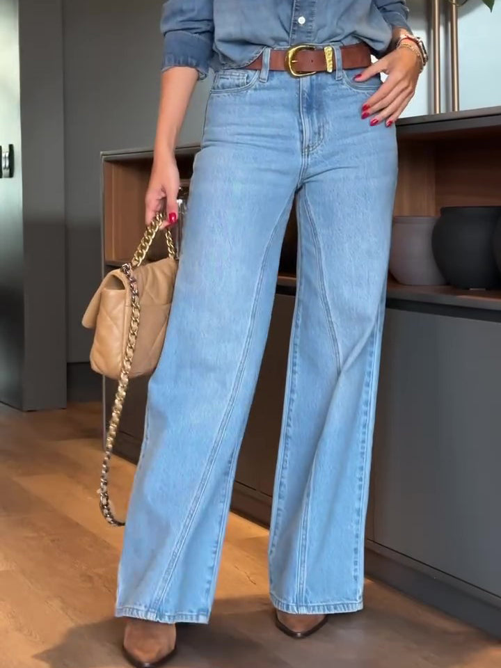 Light Blue High Waist Wide Leg Jeans - 4 by Zen Clothing - Image 4