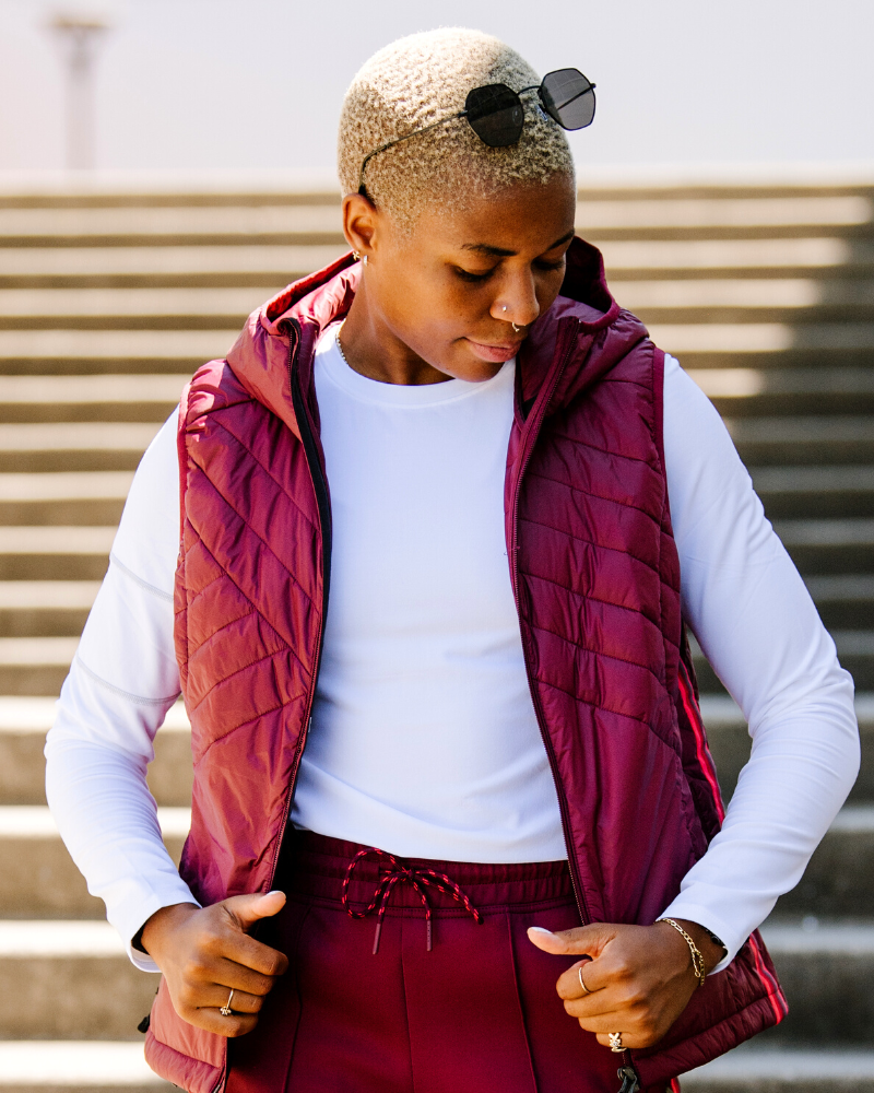 Powerstripe Eco-Friendly Down Hooded Vest - Lifestyle by Goal Five - Image 1