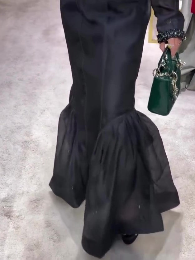 Black Structured Organza Mermaid Maxi Skirt - 4 by Zen Clothing - Image 4