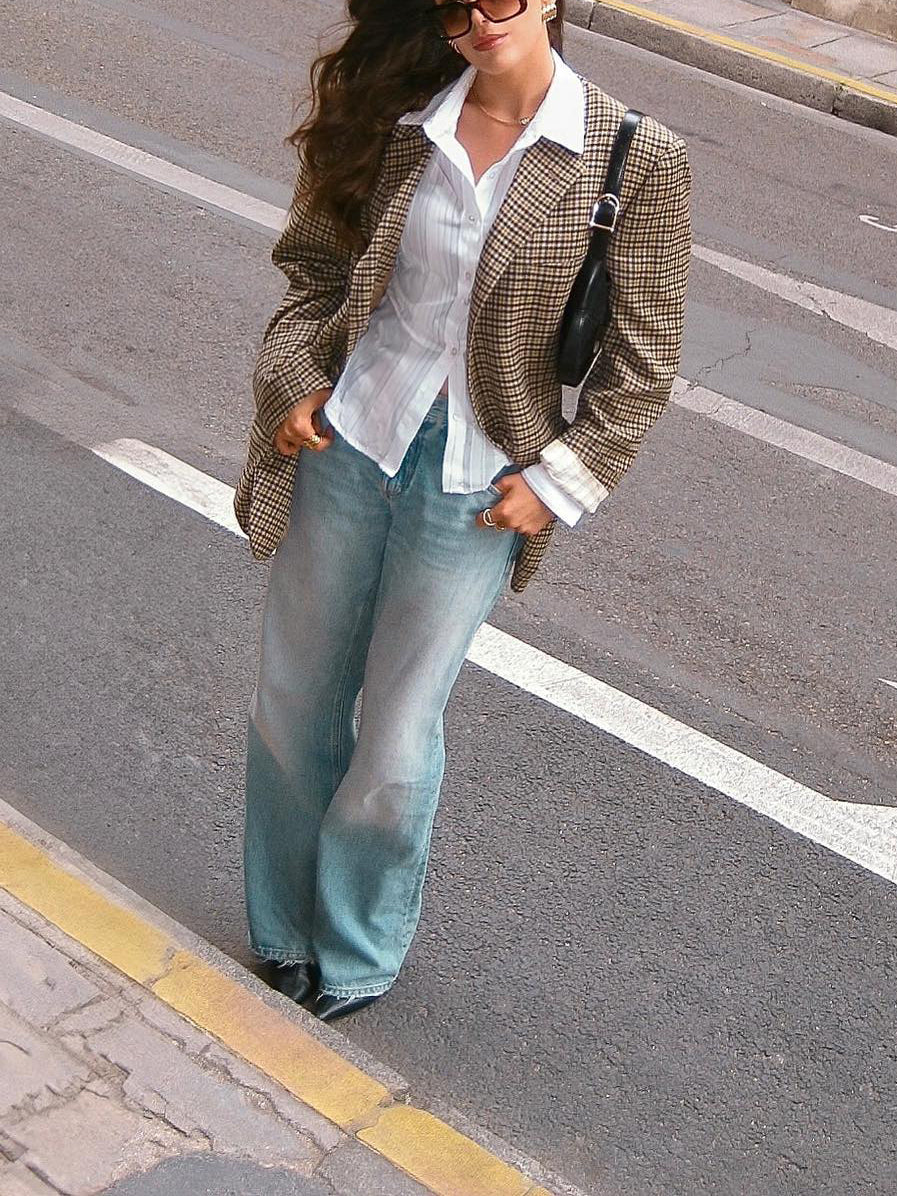 Elegant Plaid Blazer - 4 by Zen Clothing - Image 4