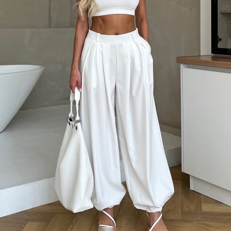 White High-Waisted Balloon Pants - Pants by Zen Clothing - Image 4