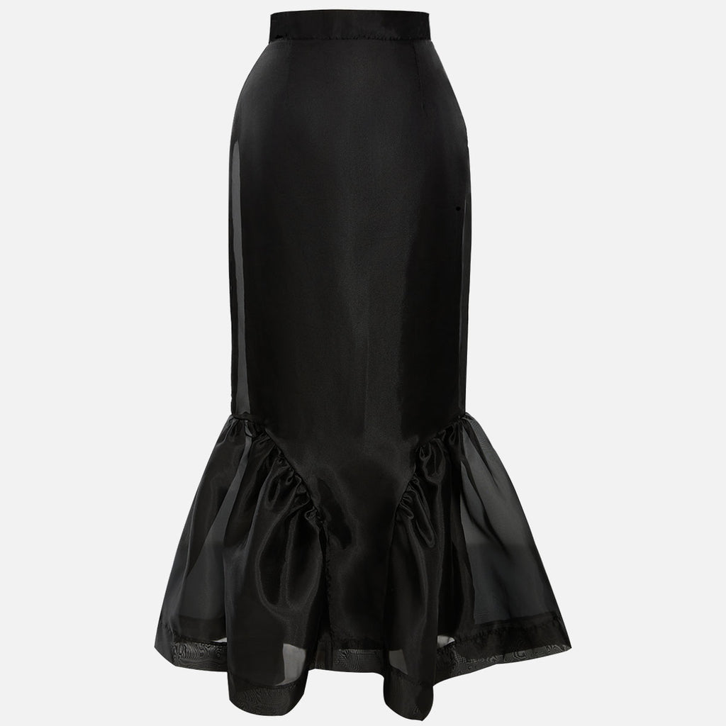 Black Structured Organza Mermaid Maxi Skirt - 4 by Zen Clothing - Image 6