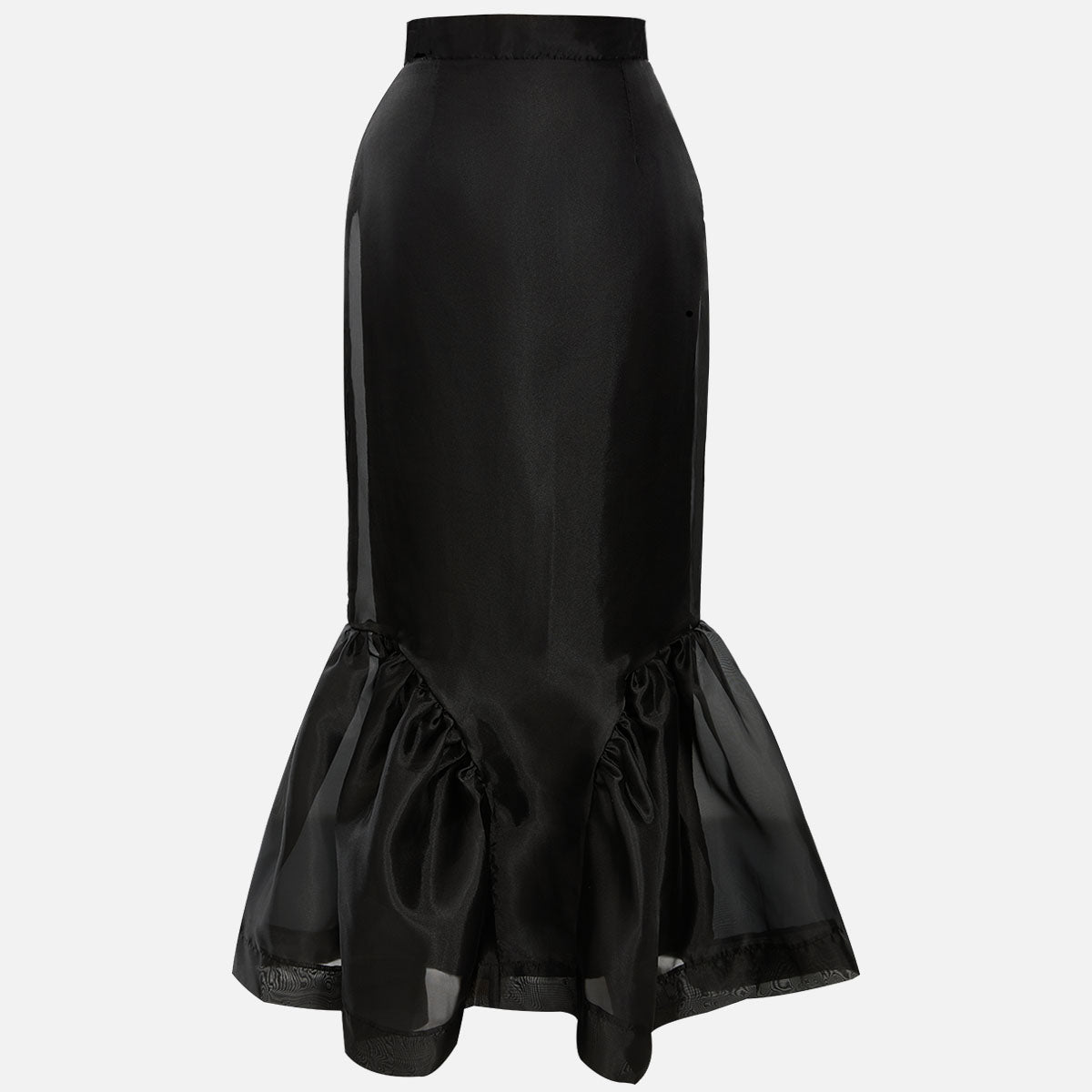 Black Structured Organza Mermaid Maxi Skirt - 4 by Zen Clothing - Image 6