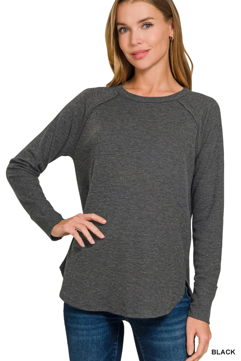 Zenana Baby Waffle Long Sleeve Top by Trendsi - Image 1