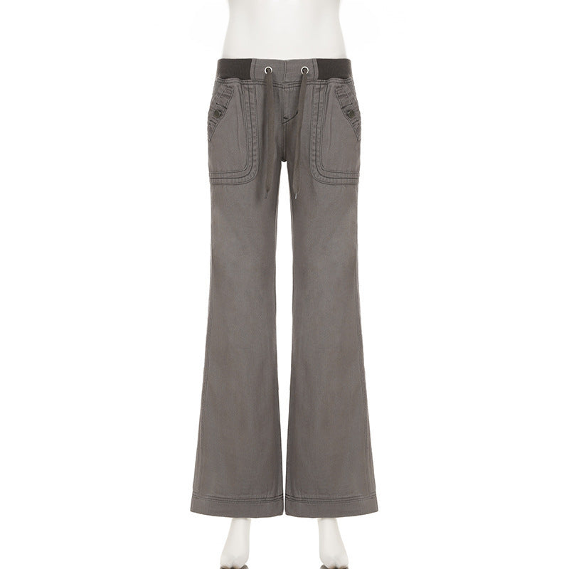 Lace-up Low-waisted Casual Wide-leg Pants - 4 by Zen Clothing - Image 6