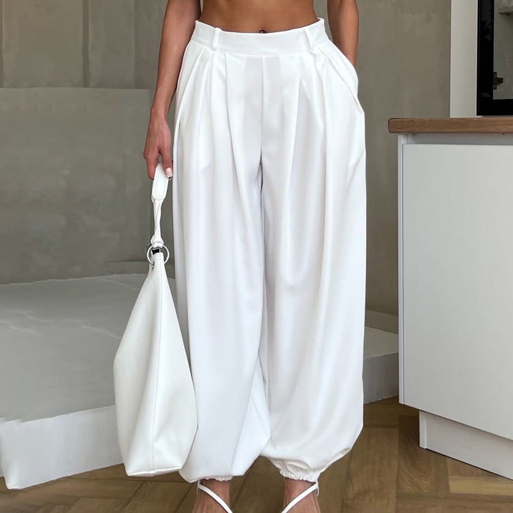 White High-Waisted Balloon Pants - Pants by Zen Clothing - Image 3