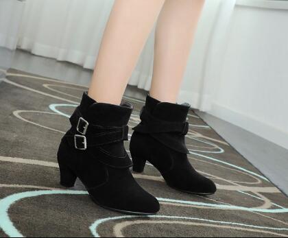 Winter Autumn Leather Casual Women High Heels Pumps Warm Ankle Boots - Shoes by Zen Clothing - Image 7