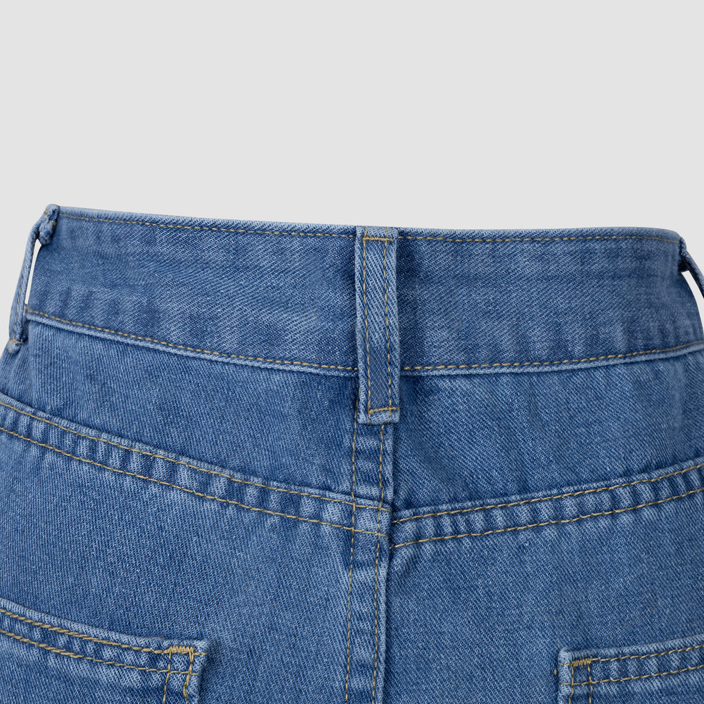 Blue Denim High - Waisted Ultra - Wide - Leg Jeans With Side Slit - 4 by Zen Clothing - Image 8
