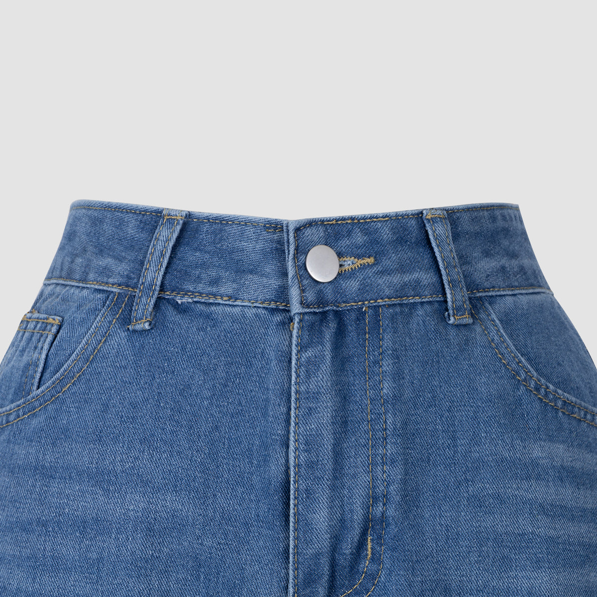 Blue Denim High - Waisted Ultra - Wide - Leg Jeans With Side Slit - 4 by Zen Clothing - Image 6