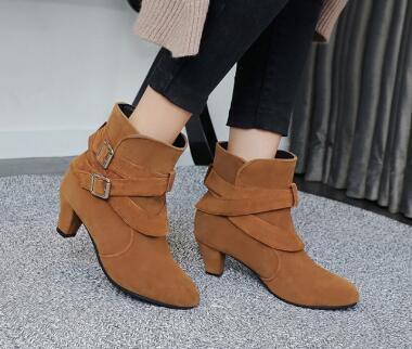 Winter Autumn Leather Casual Women High Heels Pumps Warm Ankle Boots - Shoes by Zen Clothing - Image 10