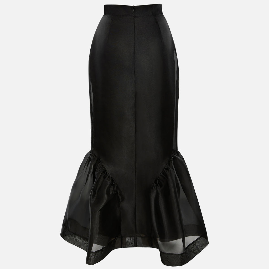 Black Structured Organza Mermaid Maxi Skirt - 4 by Zen Clothing - Image 7
