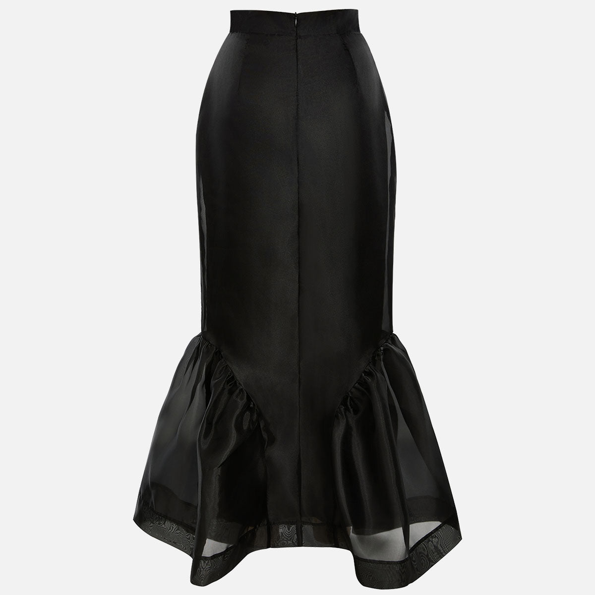 Black Structured Organza Mermaid Maxi Skirt - 4 by Zen Clothing - Image 7