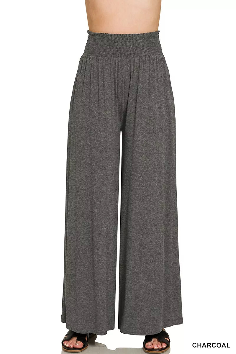 Zenana Smocked Waist Wide Leg Palazzo Pants by Trendsi - Image 1
