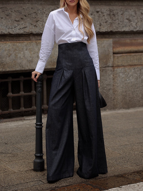 Elegant High-waist Wide-leg Jeans - 4 by Zen Clothing - Image 1