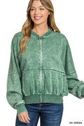 Zenana Acid Washed Fleece Jacket by Trendsi - Image 1