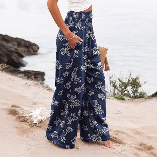 Women's Printed High Waist Wide Leg Trousers - Clothing by Zen Clothing - Image 4