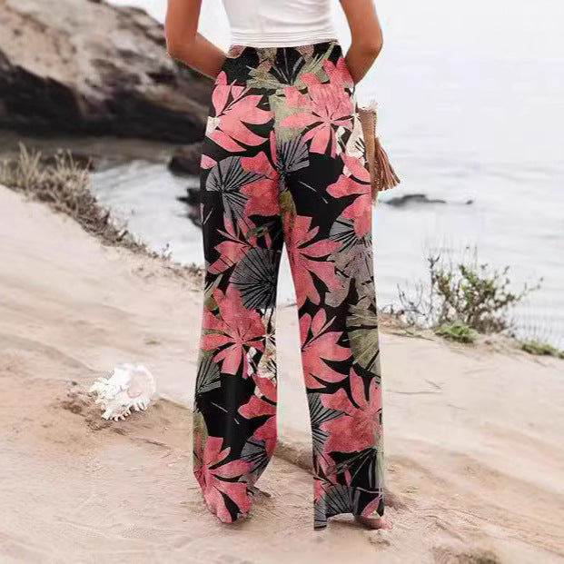 Women's Printed High Waist Wide Leg Trousers - Clothing by Zen Clothing - Image 3