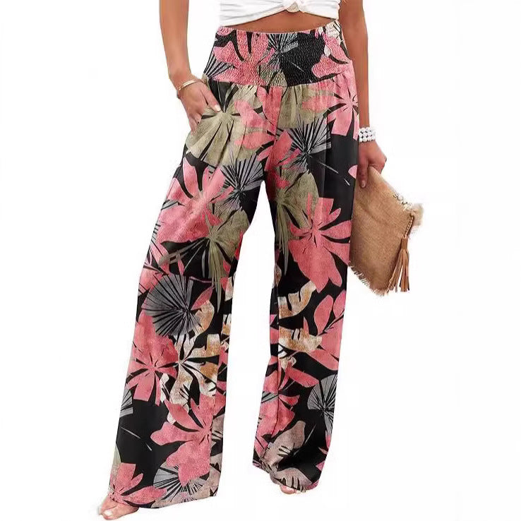 Women's Printed High Waist Wide Leg Trousers - Clothing by Zen Clothing - Image 2