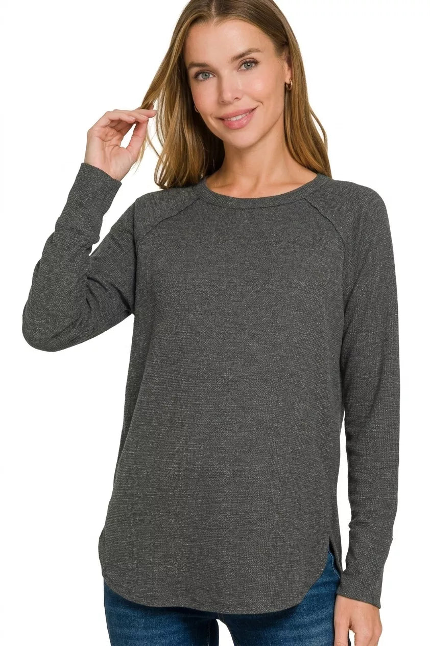 Zenana Baby Waffle Long Sleeve Top by Trendsi - Image 3