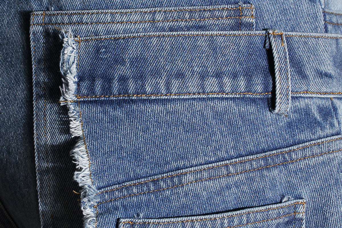 Casual Faux Two-piece Ripped Jeans - 4 by Zen Clothing - Image 10
