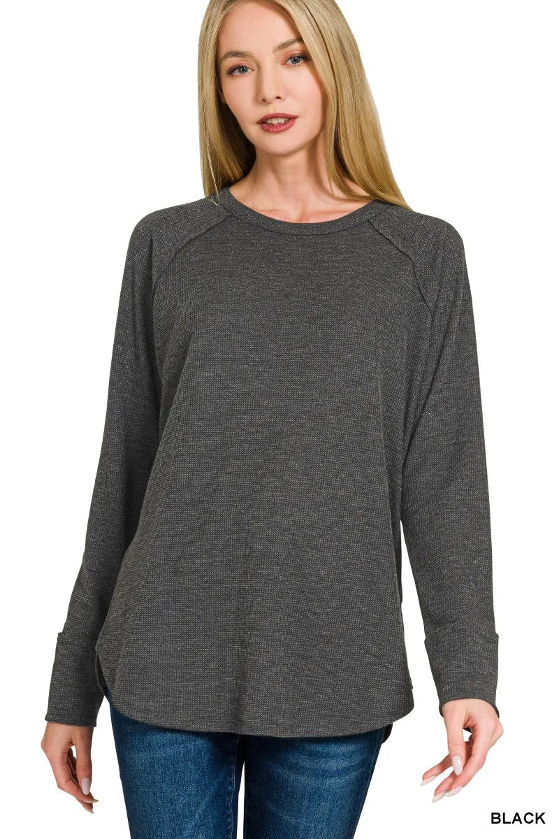 Zenana Baby Waffle Long Sleeve Top by Trendsi - Image 2