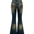 Retro Embroidered Flared Jeans - 4 by Zen Clothing - Image 2