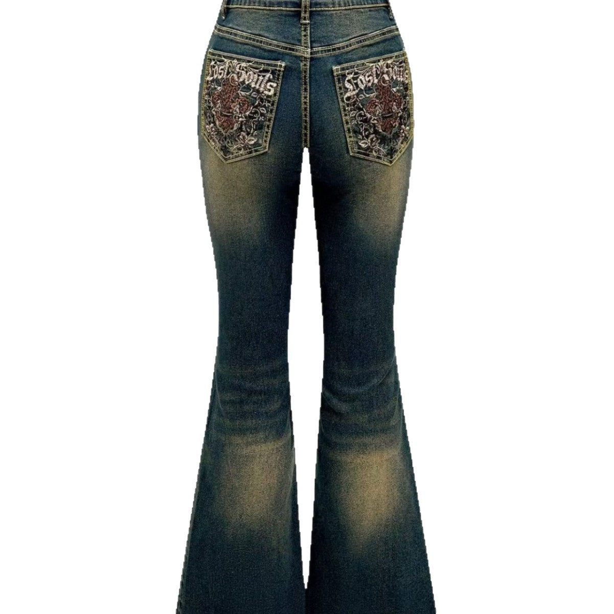 Retro Embroidered Flared Jeans - 4 by Zen Clothing - Image 2