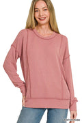 Zenana Corded Rib Long Sleeve Round Neck Top by Trendsi - Image 2