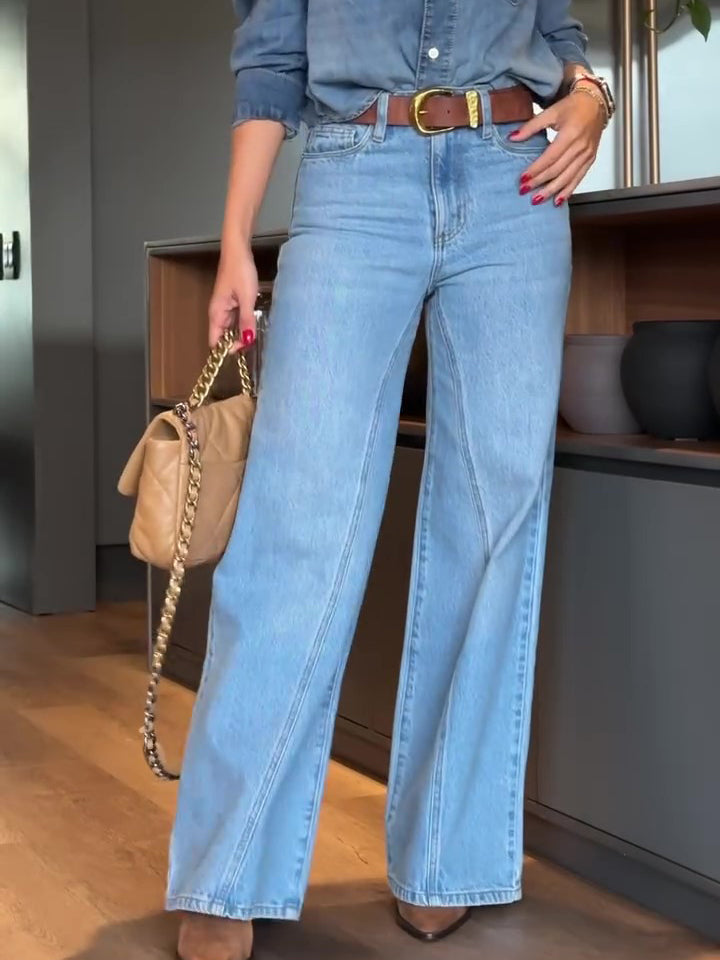 Light Blue High Waist Wide Leg Jeans - 4 by Zen Clothing - Image 5