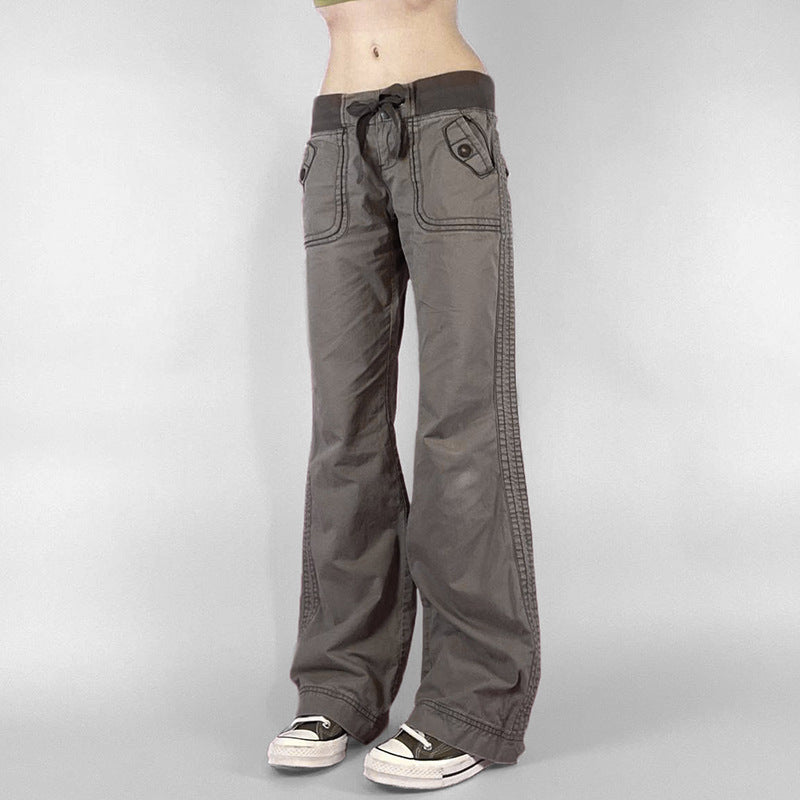 Lace-up Low-waisted Casual Wide-leg Pants - 4 by Zen Clothing - Image 4