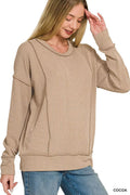 Zenana Corded Rib Long Sleeve Round Neck Top by Trendsi - Image 1